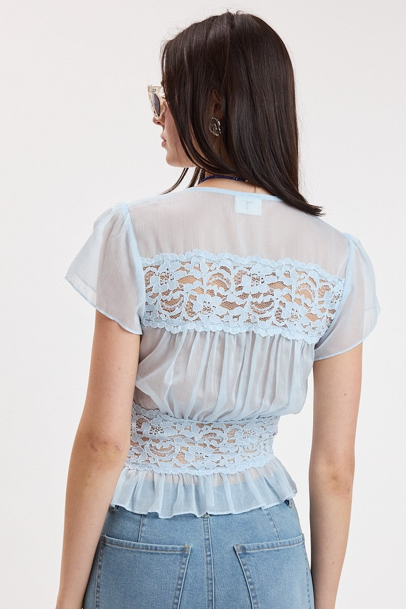 BLUE SHEER TOP