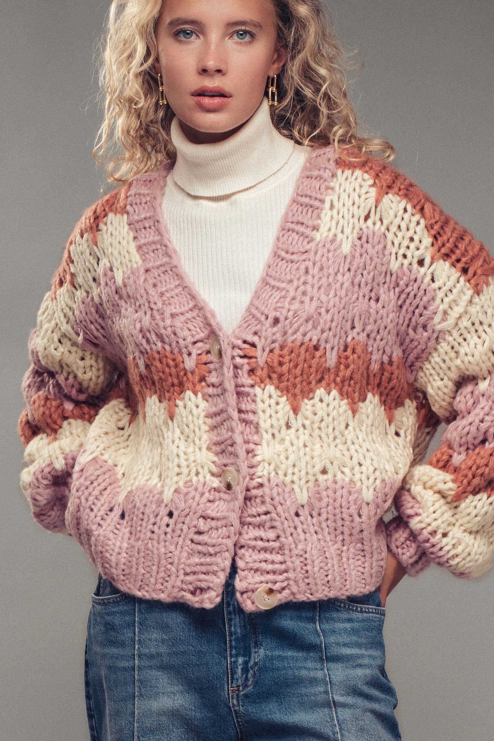 pink stripe cardi