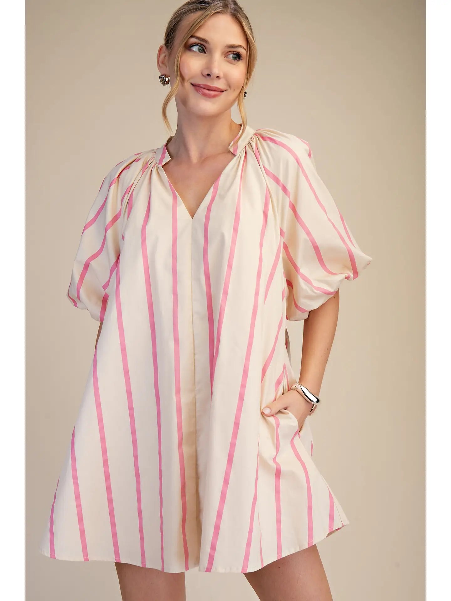 Pink mini stripe dress