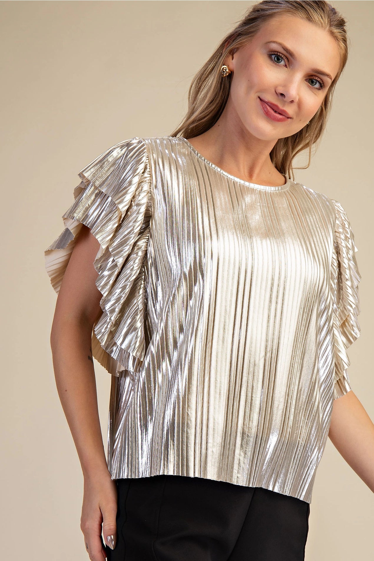 Gold Flutter Sleeve Top
