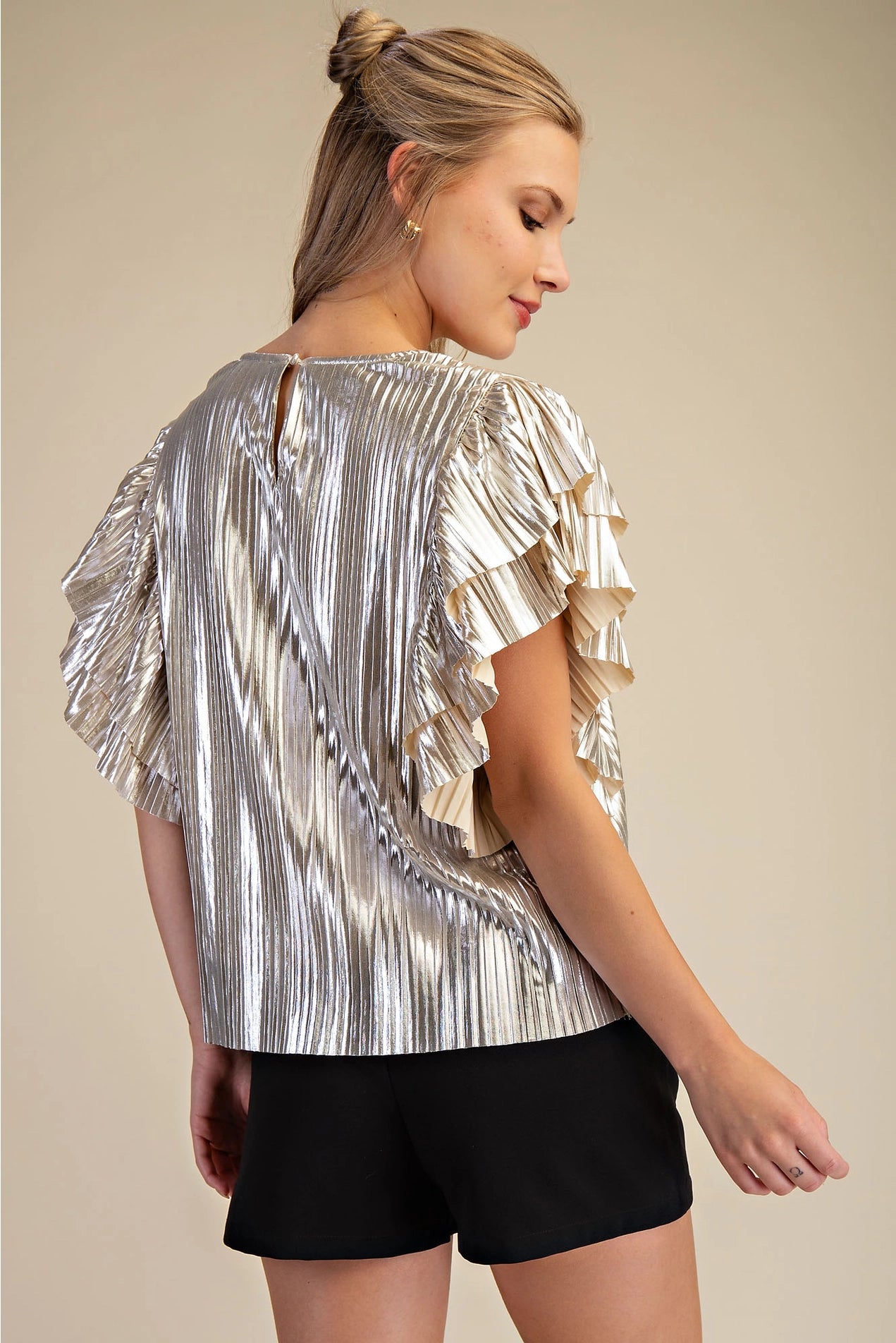 Gold Flutter Sleeve Top
