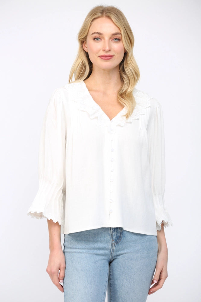 Lace ruffle blouse