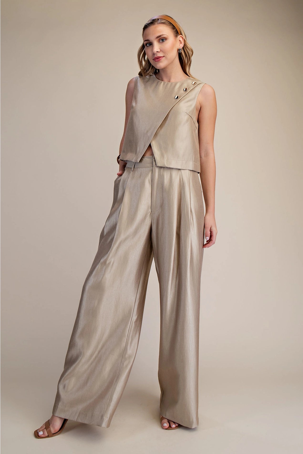 Gold DBL Pleated Pant