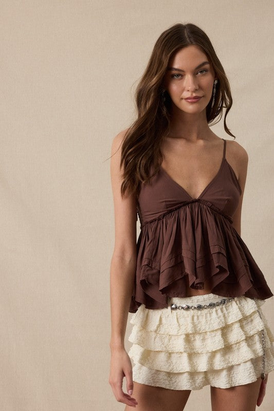 Brn Ruffle Tank
