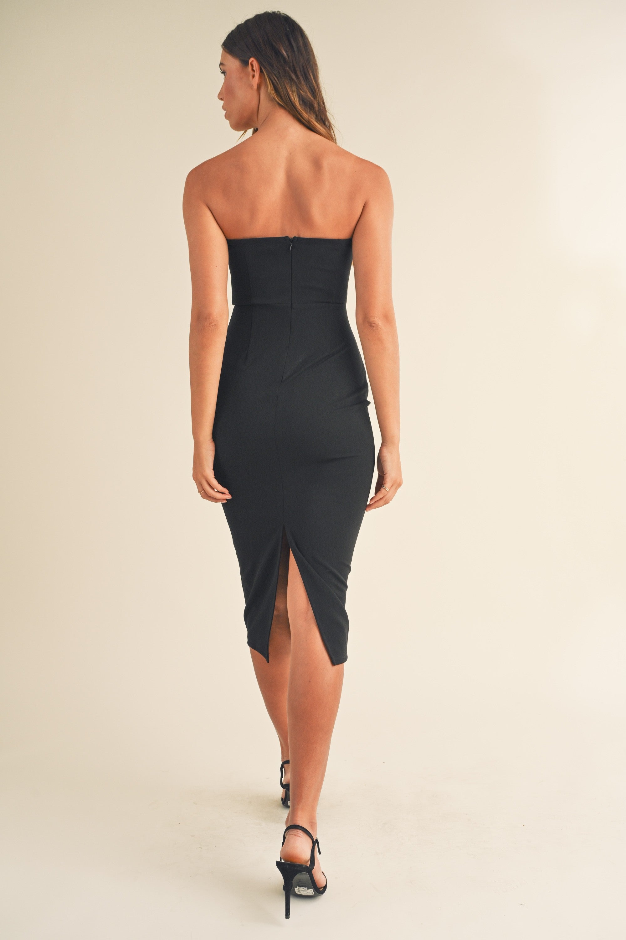 Black Ruched Tube Dress