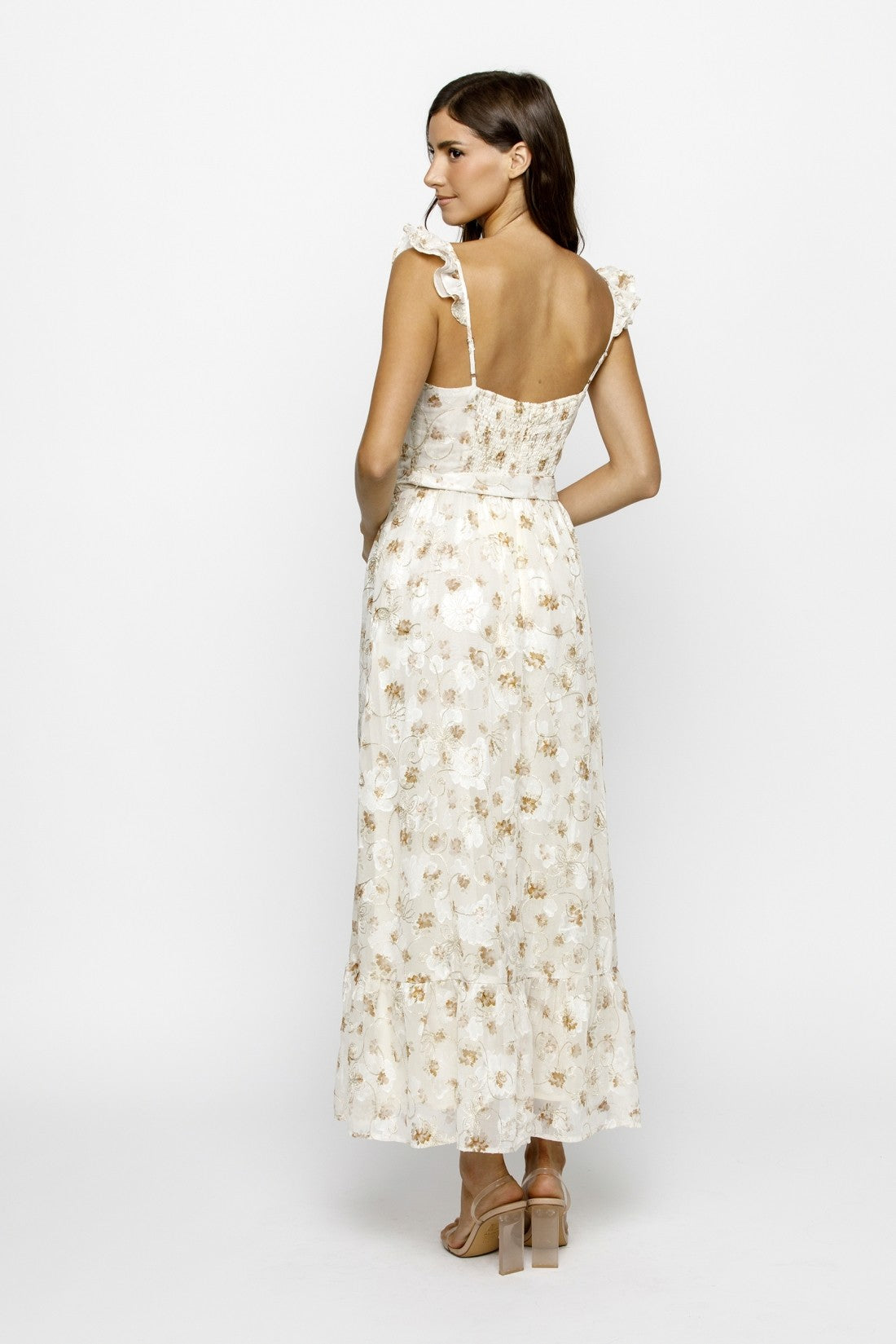 Cream Floral Corset Maxi