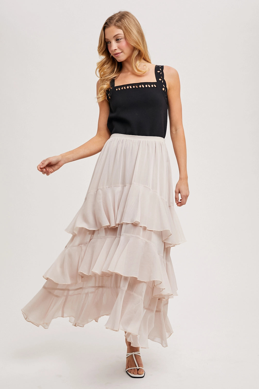 Ruffle maxi skirt