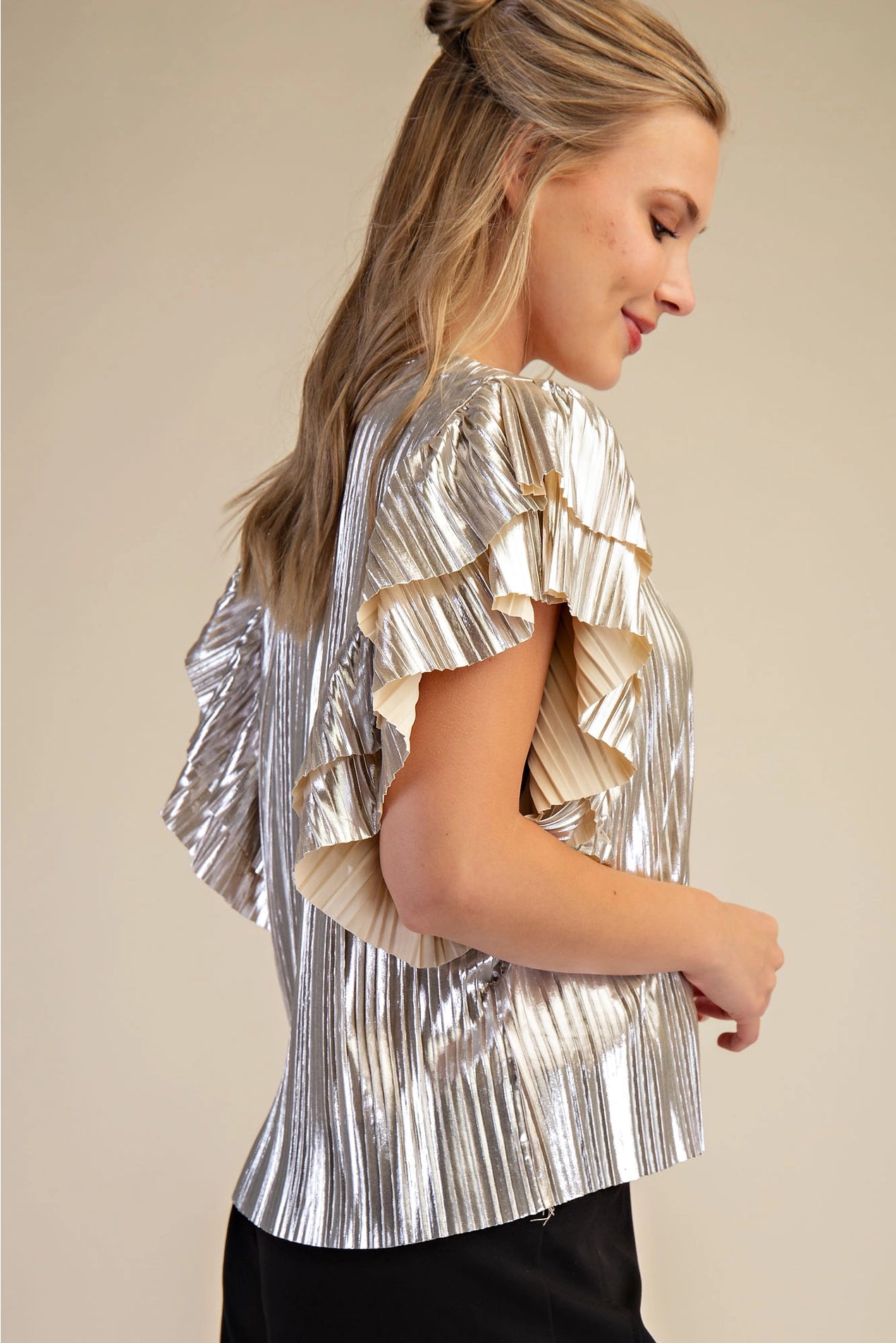 Gold Flutter Sleeve Top