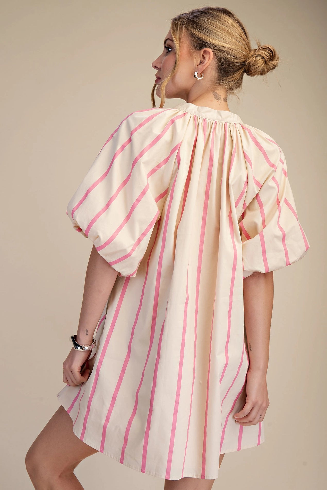 Pink mini stripe dress