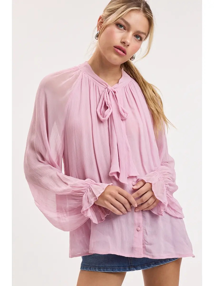Pink chiffon blouse