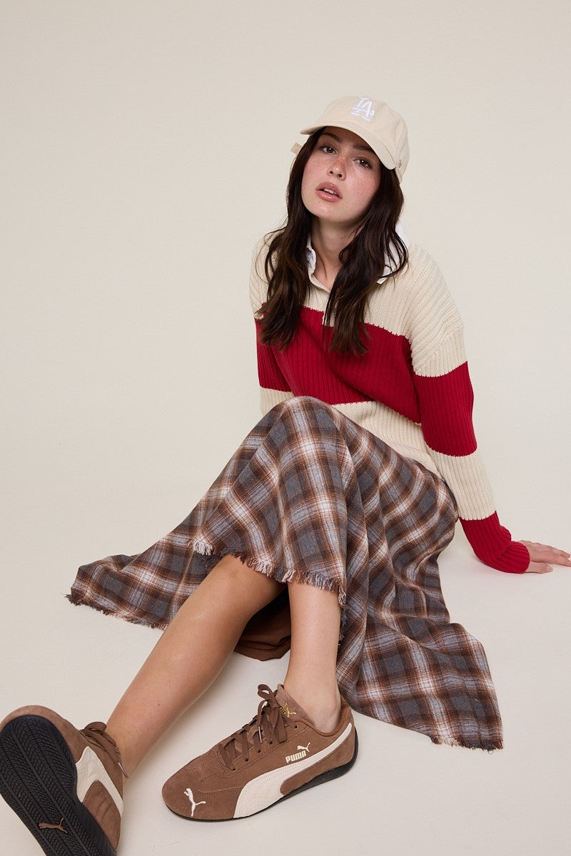 Brn Tartan Skirt